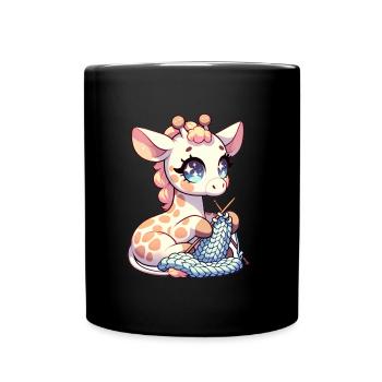 Girafe Tricot Pull Girafe à Coutures Hautes - Mug uni - noir - Devant