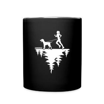 canicross pulling dog sport "running with dog" - Full Colour Mug - black - Front