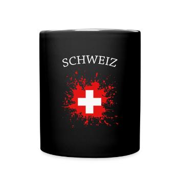 Schweiz Flagge - Tasse einfarbig - Schwarz - Vorne