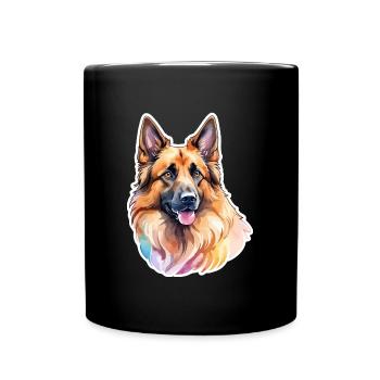 Belgian Shepherd Dog Watercolors - Full Colour Mug - black - Front
