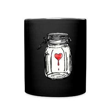 Pot plein d'aquarelles de coeurs d'amour - Mug uni - noir - Devant