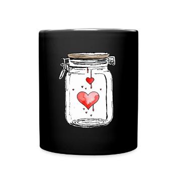 Pot plein d'aquarelles de coeurs d'amour - Mug uni - noir - Devant
