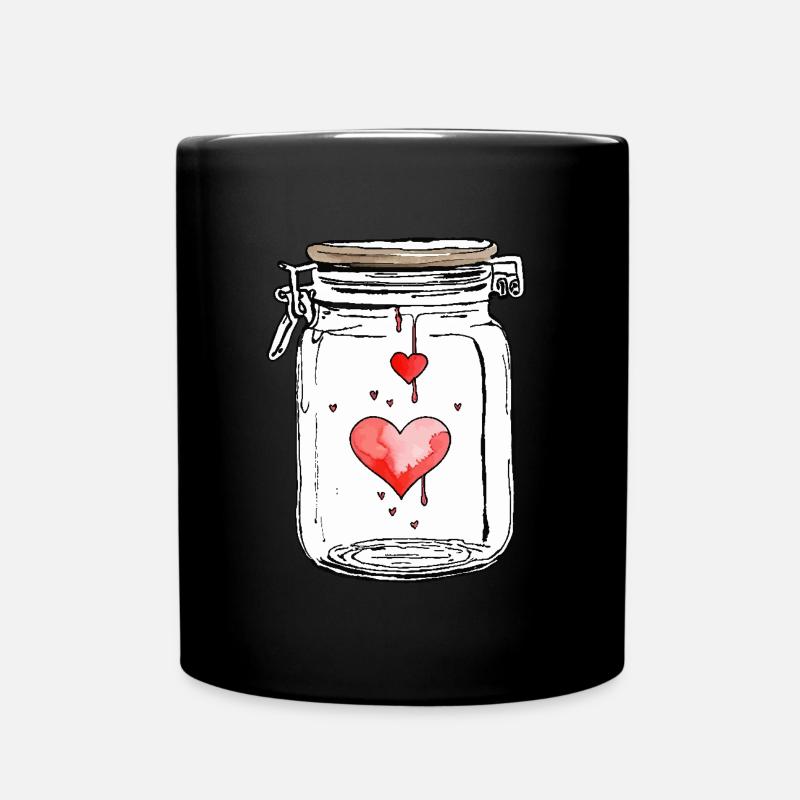 Glas Voll Liebe Herzen Wasserfarben - Tasse einfarbig - Schwarz