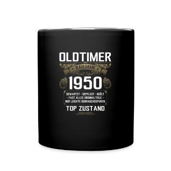 75. Geburtstag Geschenk Mann Oldtimer 1950 - Tasse einfarbig - Schwarz - Vorne
