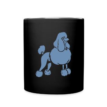 Silhouette Bleue Caniche Chien Minimaliste - Mug uni - noir - Devant