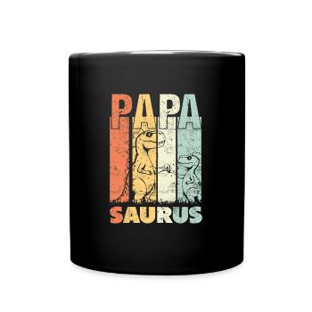 Papasaurus Rex Babysaurus Vatertag Papa geworden - Tasse einfarbig - Schwarz - Vorne
