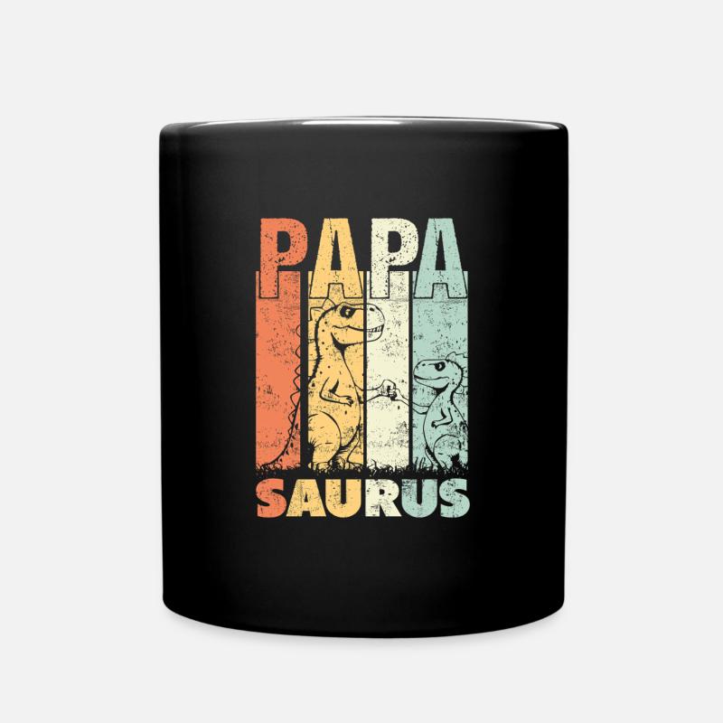 Papasaurus Rex Babysaurus Vatertag Papa geworden - Tasse einfarbig - Schwarz
