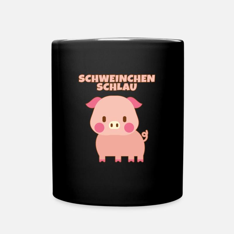 Schweinchen Schlau, ein rosa Schwein - Tasse einfarbig - Schwarz
