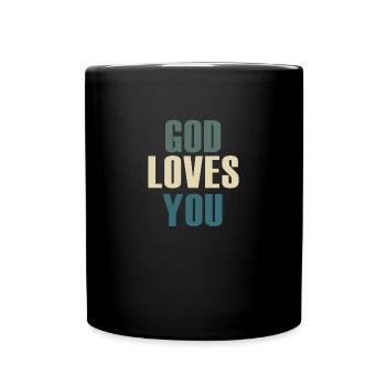Gott liebt dich christliches Motiv - Tasse einfarbig - Schwarz - Vorne