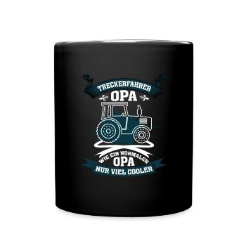 Treckerfahrer Opa Traktor Großvater Geschenk - Tasse einfarbig - Schwarz - Vorne