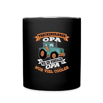 Treckerfahrer Opa Traktor Großvater Geschenkidee - Tasse einfarbig - Schwarz - Vorne