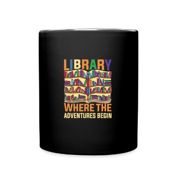 Funny Library Adventure Bookworm Librarian - Full Colour Mug - black - Front