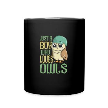 Just A Boy Who Loves Owls - Tasse einfarbig - Schwarz - Vorne