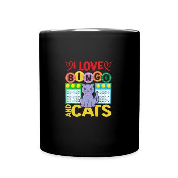 I Love Bingo And Cats Funny Bingo Player Cat Lover - Tasse einfarbig - Schwarz - Vorne