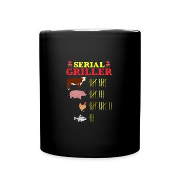 Serial Griller Funny BBQ Grilling Father - Full Colour Mug - black - Front