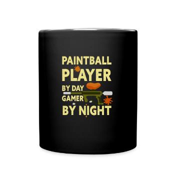 Paintball Player By Day Gamer By Night - Tasse einfarbig - Schwarz - Vorne