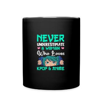 Love K-Pop And Anime - Tasse einfarbig - Schwarz - Vorne