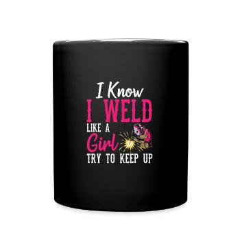 Je sais que je soude comme une fille drôle de soudeur soudeur - Mug uni - noir - Devant