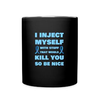 Diabetes Awareness Type 1 Diabetes Funny T1D - Full Colour Mug - black - Front