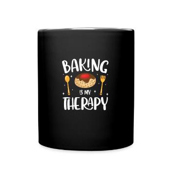 La cuisson est ma thérapie Drôle boulanger - Mug uni - noir - Devant