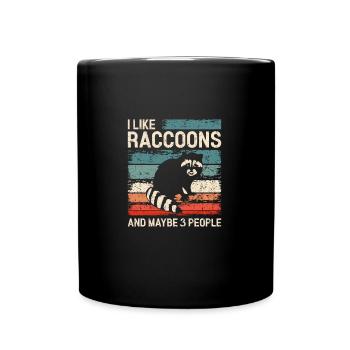 J’aime les ratons laveurs et peut-être 3 personnes drôles de raton laveur - Mug uni - noir - Devant