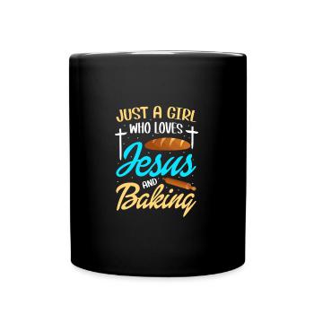Just A Girl Who Loves Jesus And Baking - Tasse einfarbig - Schwarz - Vorne