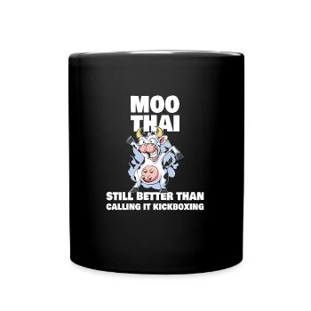 Muay Thai Cow Funny Moo Thai Kickboxing - Tasse einfarbig - Schwarz - Vorne