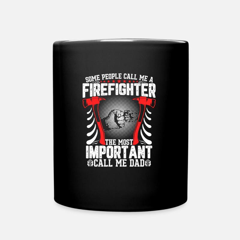 FIREFIGHTER & DAD - Fire Brigade - Full Colour Mug - black