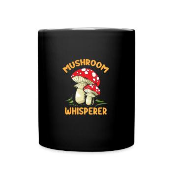 Mushroom Whisperer Mushroom Picking Mycologist - Full Colour Mug - black - Front