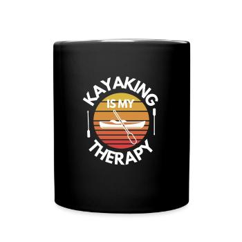 Kajak Kanutin Kanute Paddeln Therapie lustiges - Tasse einfarbig - Schwarz - Vorne