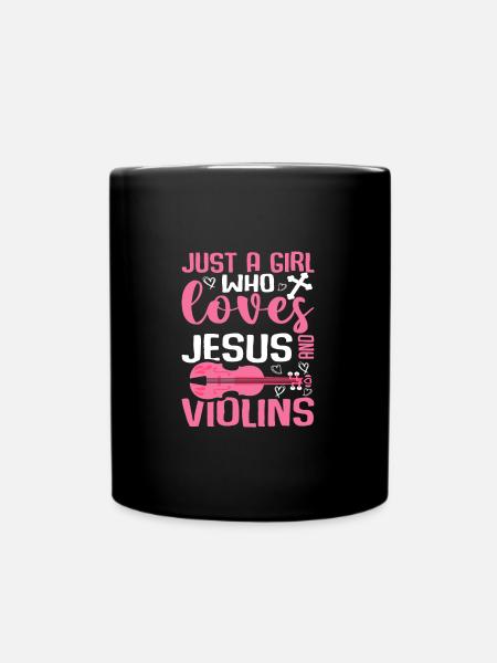 Just A Girl Who Loves Jesus And Violins - Tasse einfarbig - Schwarz