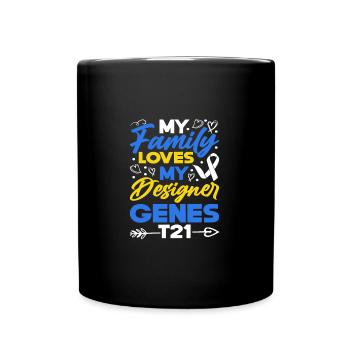 Ma famille aime mon syndrome de Down de gènes de designer - Mug uni - noir - Devant