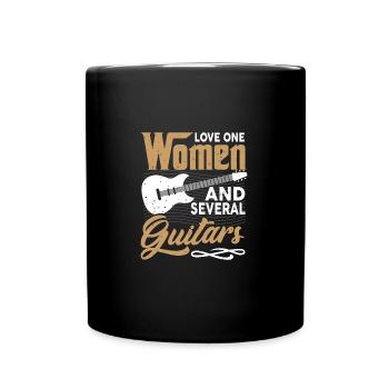 Love One Woman And Several Guitars Bass Guitar - Full Colour Mug - black - Front