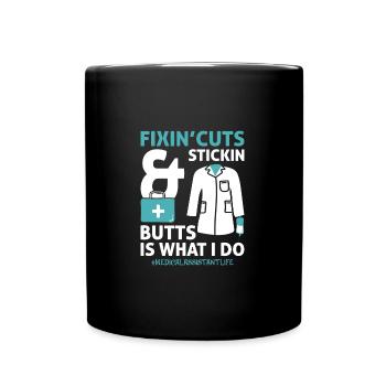 Assistant médical Fix Cuts Stickin Butts Drôle CMA - Mug uni - noir - Devant