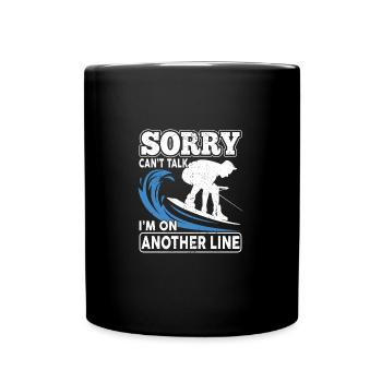 Sorry Can't Talk I'm On Another Line Wakeboarding - Full Colour Mug - black - Front