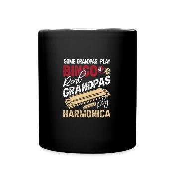 Harmonica Grandpa Funny Harmonica Player - Tasse einfarbig - Schwarz - Vorne