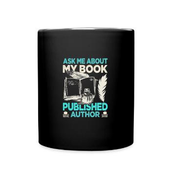 Posez-moi des questions sur mon livre Drôle d’auteur Écrivain Roman - Mug uni - noir - Devant