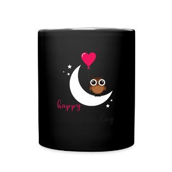 Valentine's Day Owl Heart Happy Valentine's Day - Mug uni - noir - Devant