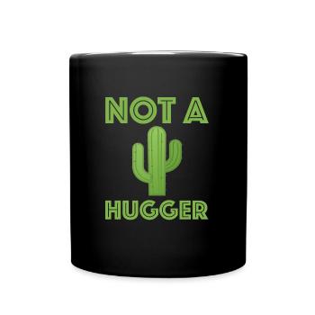 No hugger | Hug, cactus, funny sayings - Full Colour Mug - black - Front