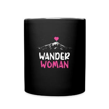 Wander Woman Alpenherz Berge Gebirge Wandern Herz - Tasse einfarbig - Schwarz - Vorne