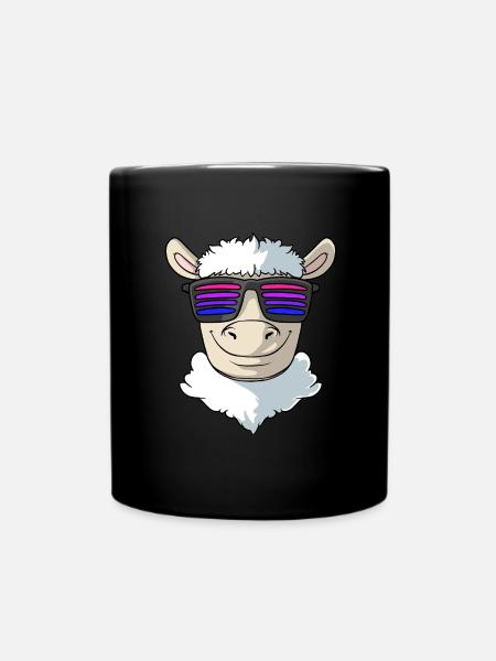 Schaf mit coller Sonnenbrille - Tasse einfarbig - Schwarz