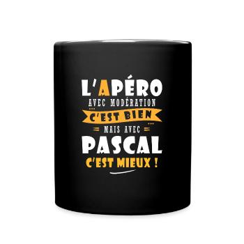 Pascal Apero T shirt Humour personnalisé pascal - Mug uni - noir - Devant