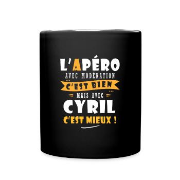 Humour Cyril Apero T shirt Humour Drôles cyril - Mug uni - noir - Devant