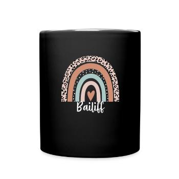 Huissier Arc-en-ciel Léopard Drôle Huissier Appréciation - Mug uni - noir - Devant