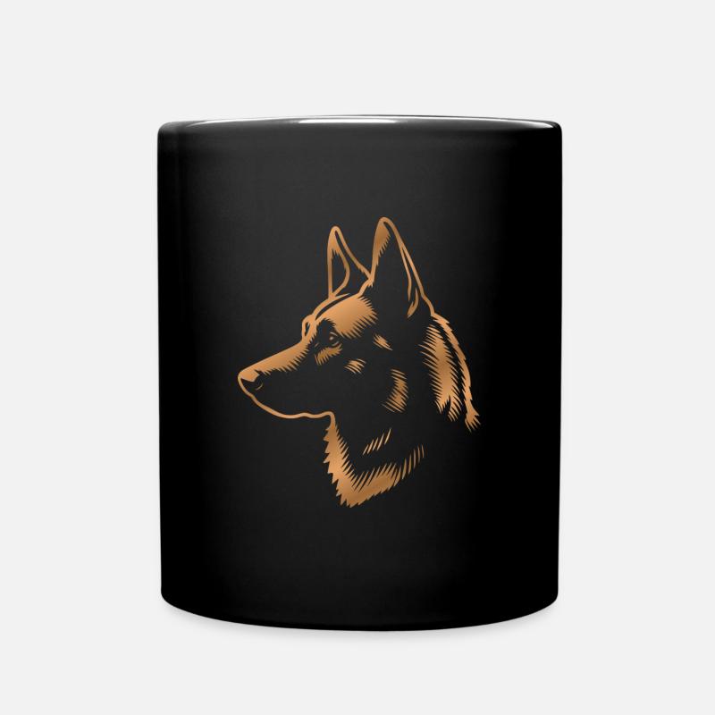 Malinois, Tête de chien, Dessin bronze - Mug uni - noir
