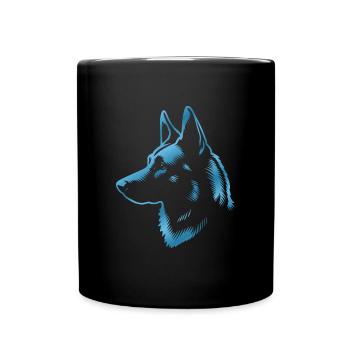 Malinois, Tête De Chien, Dessin Bleu - Mug uni - noir - Devant