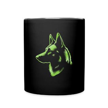 Malinois, Dog Head, Drawing Green - Full Colour Mug - black - Front