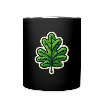 Grünes Blatt Patch - Tasse einfarbig - Schwarz - Vorne