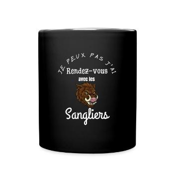 je peux pas j ai rendez vous avec les sangliers - Mug uni - noir - Devant