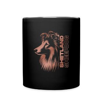 Sheltie | Shetland Berger Tête de Chien Rose Or - Mug uni - noir - Devant